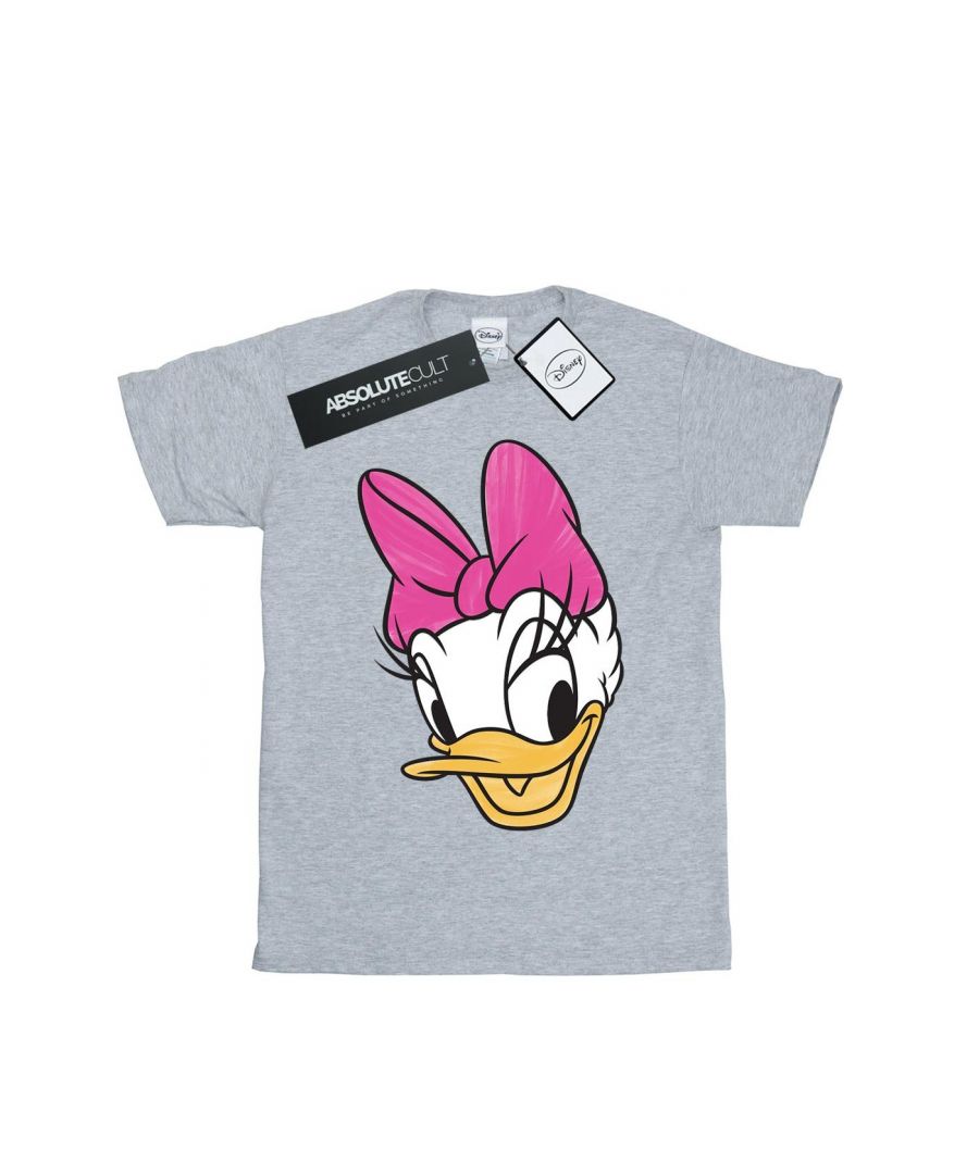 Disney Womens/Ladies Daisy Duck Head Painted Cotton Boyfriend T-Shirt (Sports Grey) - Light Grey - Size Small