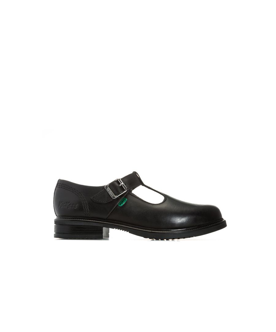 Image for Girl's Kickers Junior Lach T-Bar Leather Shoes in Black