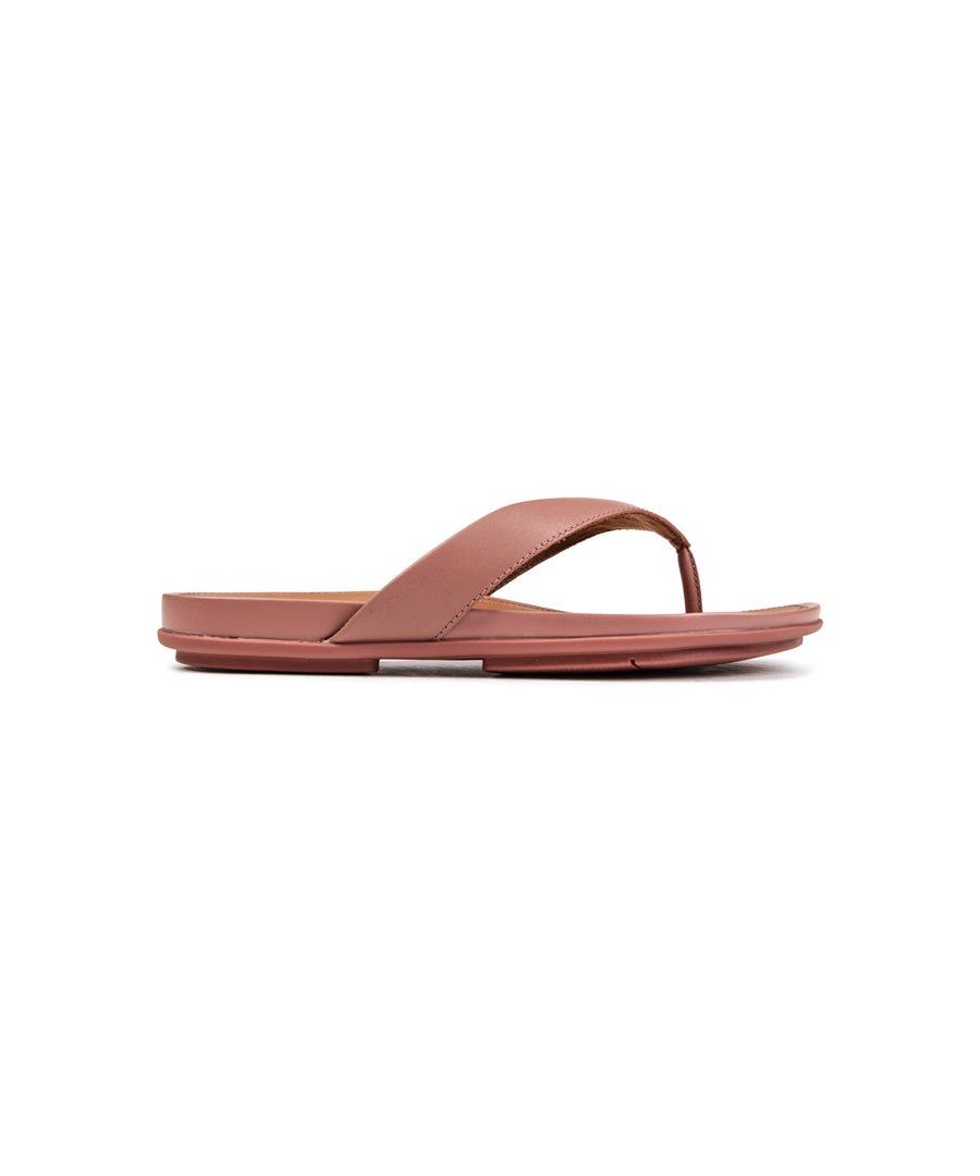 Womens pink Fitflop gracie leather sandals, manufactured with synthetic and a rubber sole. Featuring: tonal branding, seamless built-in arch contour, leather lined, microwobbleboard and slip-resistant rubber outsole.