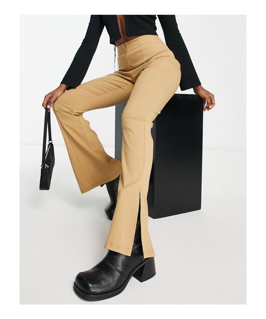 Trousers by Topshop These trousers are everything Plain design High rise Side splits Flared slim fit Sold by Asos