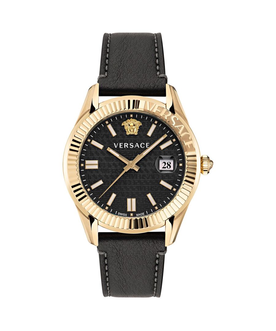 versace greca time mens black watch ve3k00222 leather (archived) - one size