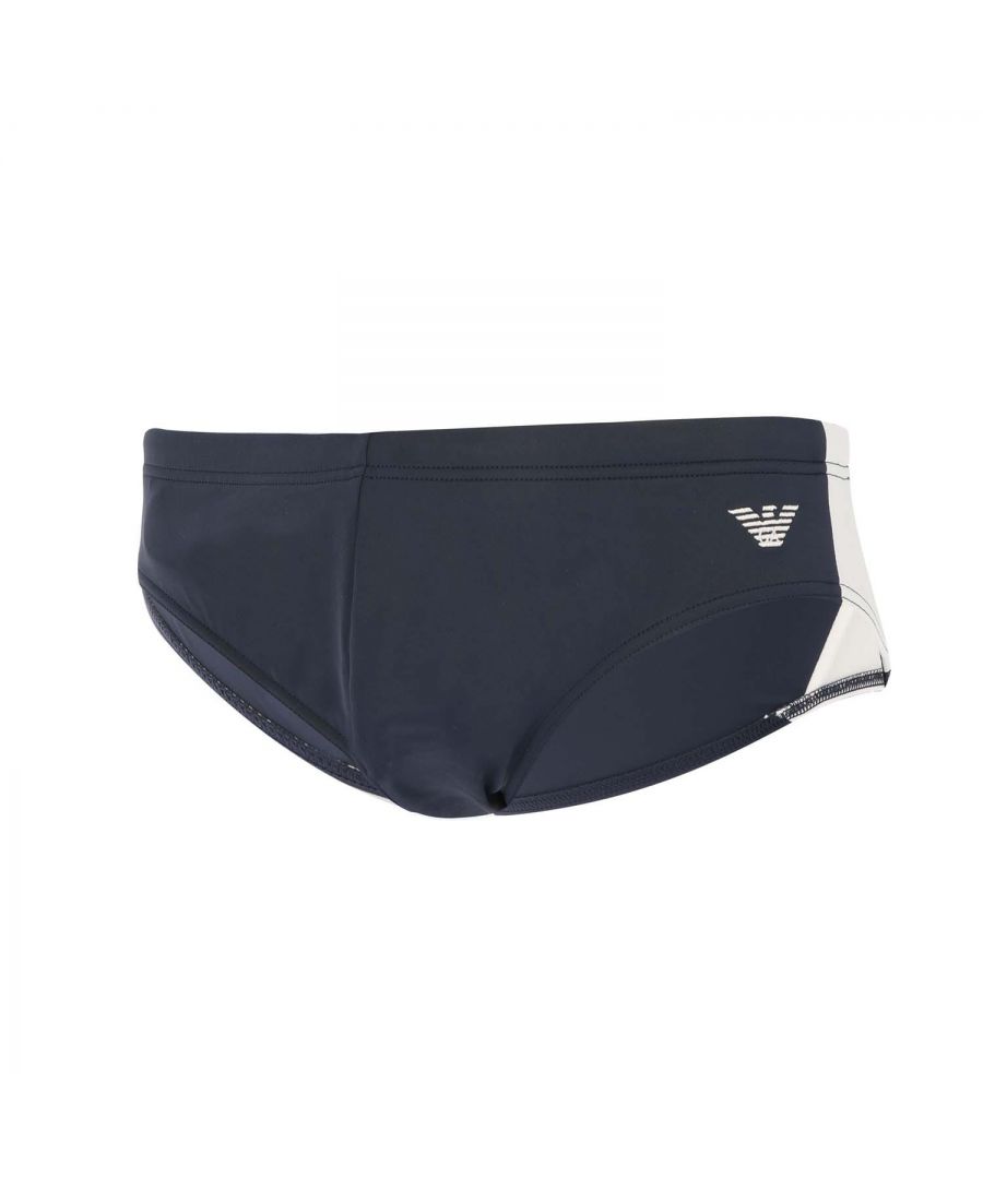 Armani Mens Knitted Swim Briefs in Navy - Size Small