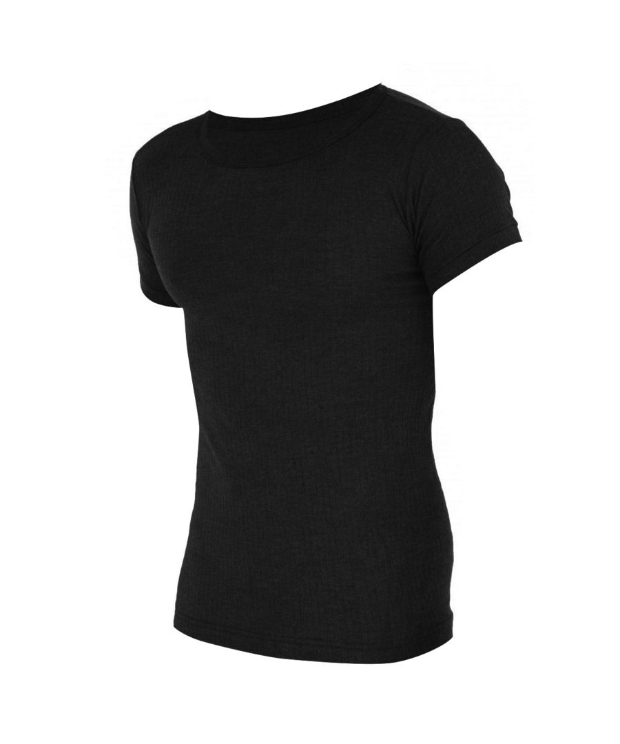 Image for FLOSO Mens Thermal Underwear Short Sleeve Vest Top (Viscose Premium Range) (Black)