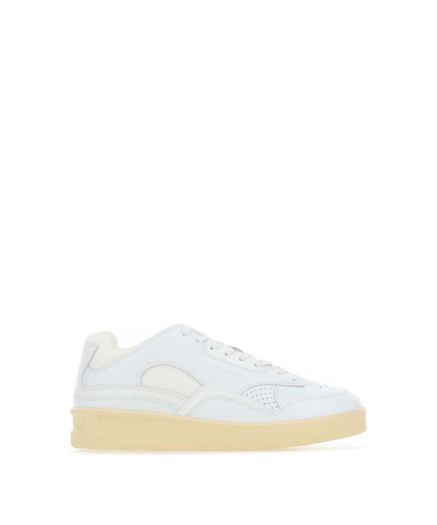 White leather and fabric Basket sneakers