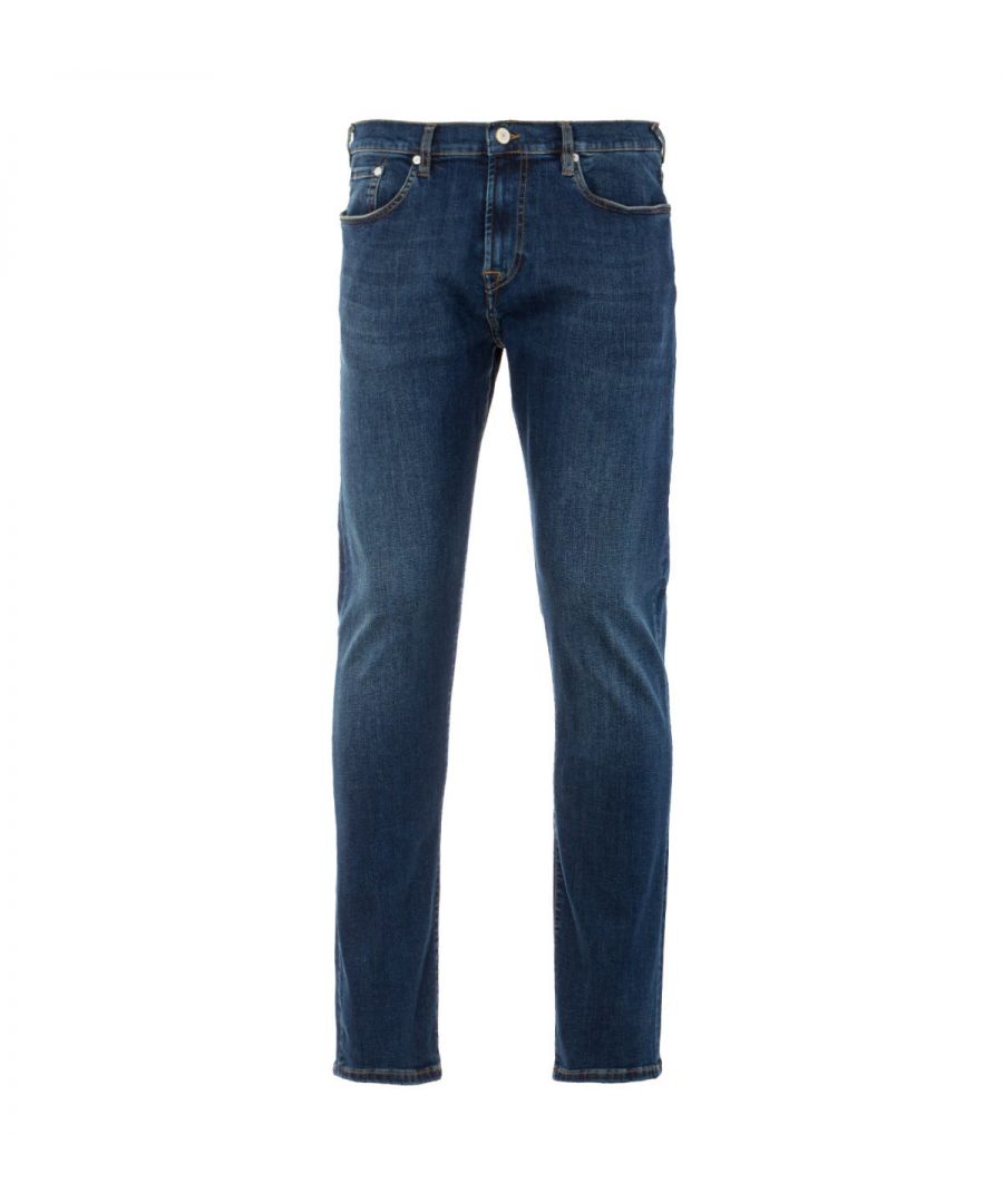 An institution of British style, PS Paul Smith has been producing quality menswear with a focus on simple cut and luxurious fabrics for over forty years. These classic jeans honor their expert quality, crafted from an organic cotton 'Reflex' denim blend with stretch for supreme comfort. Cut with a tapered fit that sits lower on the hip, with more room through the thigh. Featuring a classic five pocket design with a natural indigo garment dye finish and tonal stitching offering a contemporary and clean look. Finished with subtle PS Paul Smith branding and a leather jacron to the rear. Tapered Fit, Stretch 'Reflex' Organic Cotton Denim Blend, Belt Looped Waist, Zip Fly with Single Button Fastening, Classic Five Pocket Design, Tonal Stitching, PS Paul Smith Branding. Style & Fit: Tapered Fit, Fits True to Size. Composition & Care:81% Organic Cotton, 17% Polyester, 2% Elastane, Machine Wash.