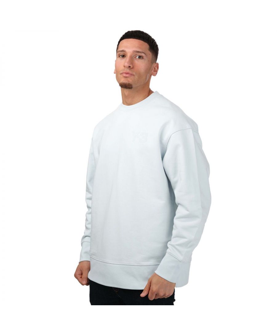 Y-3 sweatshirt met klassiek logo op de borst en ronde hals voor heren, lichtblauw