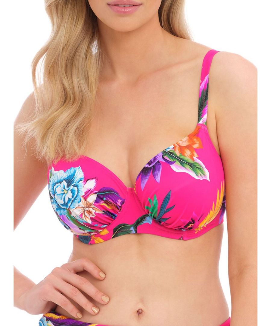 Fantasie Halkidiki Twist Front Tankini Top. Offering full cup coverage and a summery floral print. The product is recommended for hand wash only.