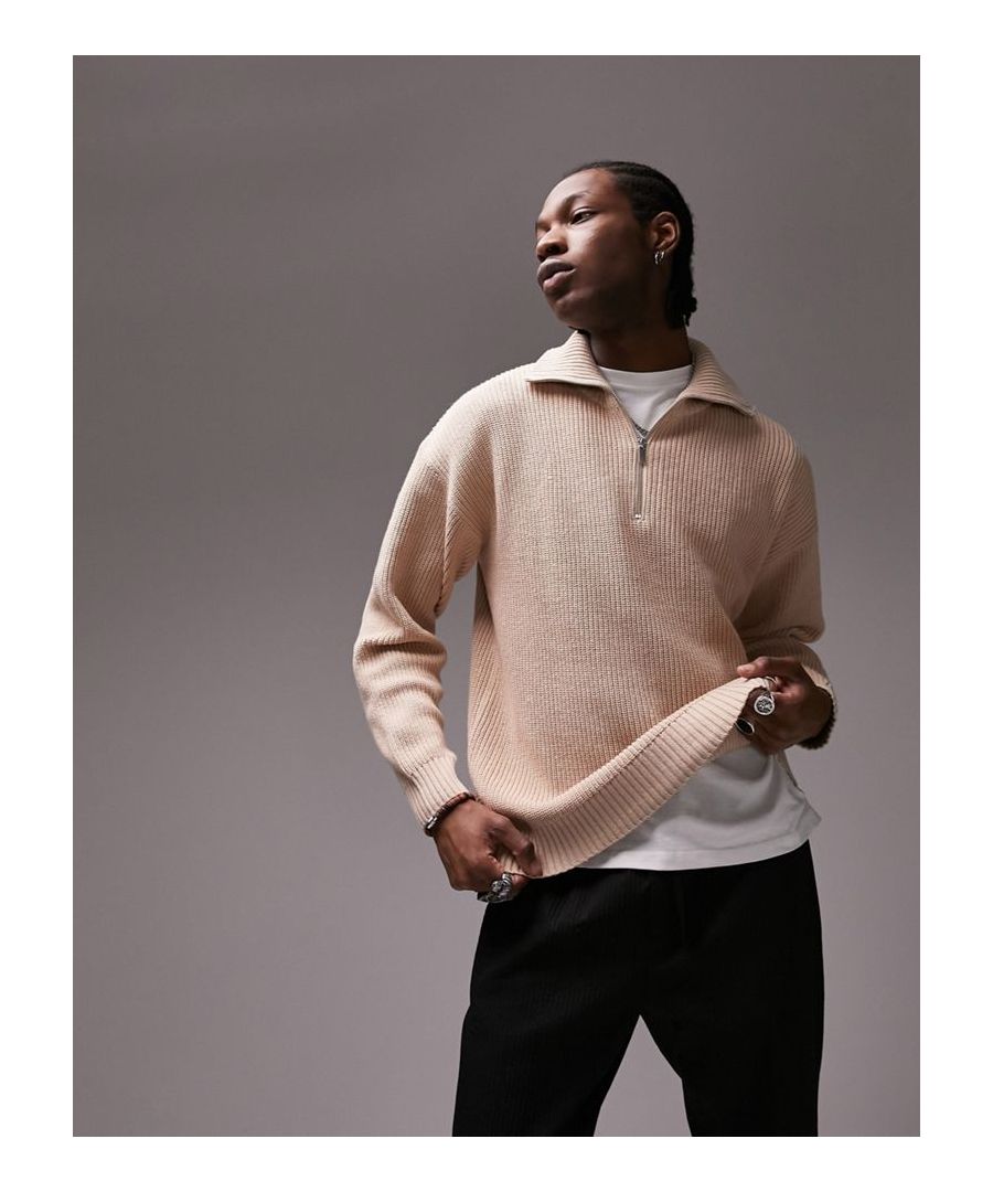 Jumpers & Cardigans by Topman Welcome to the next phase of Topman Funnel neck Partial zip fastening Drop shoulders Oversized fit Sold by Asos