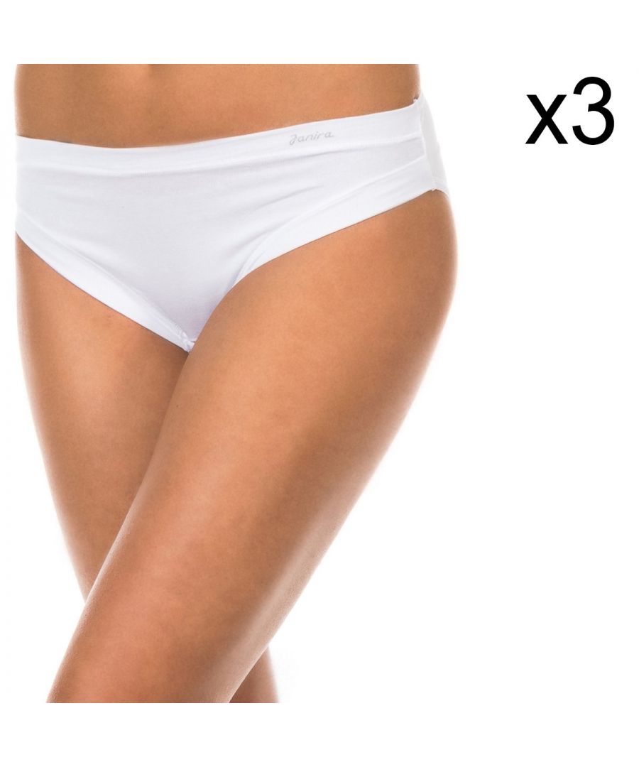  Womens Pack-3 Mid-waist panties with inner lining 1031184 women - White - Size Medium