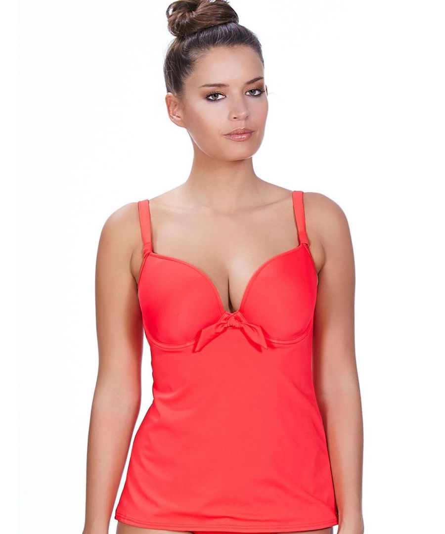 Freya Womens Deco Moulded Tankini Top - Red - Size 36D