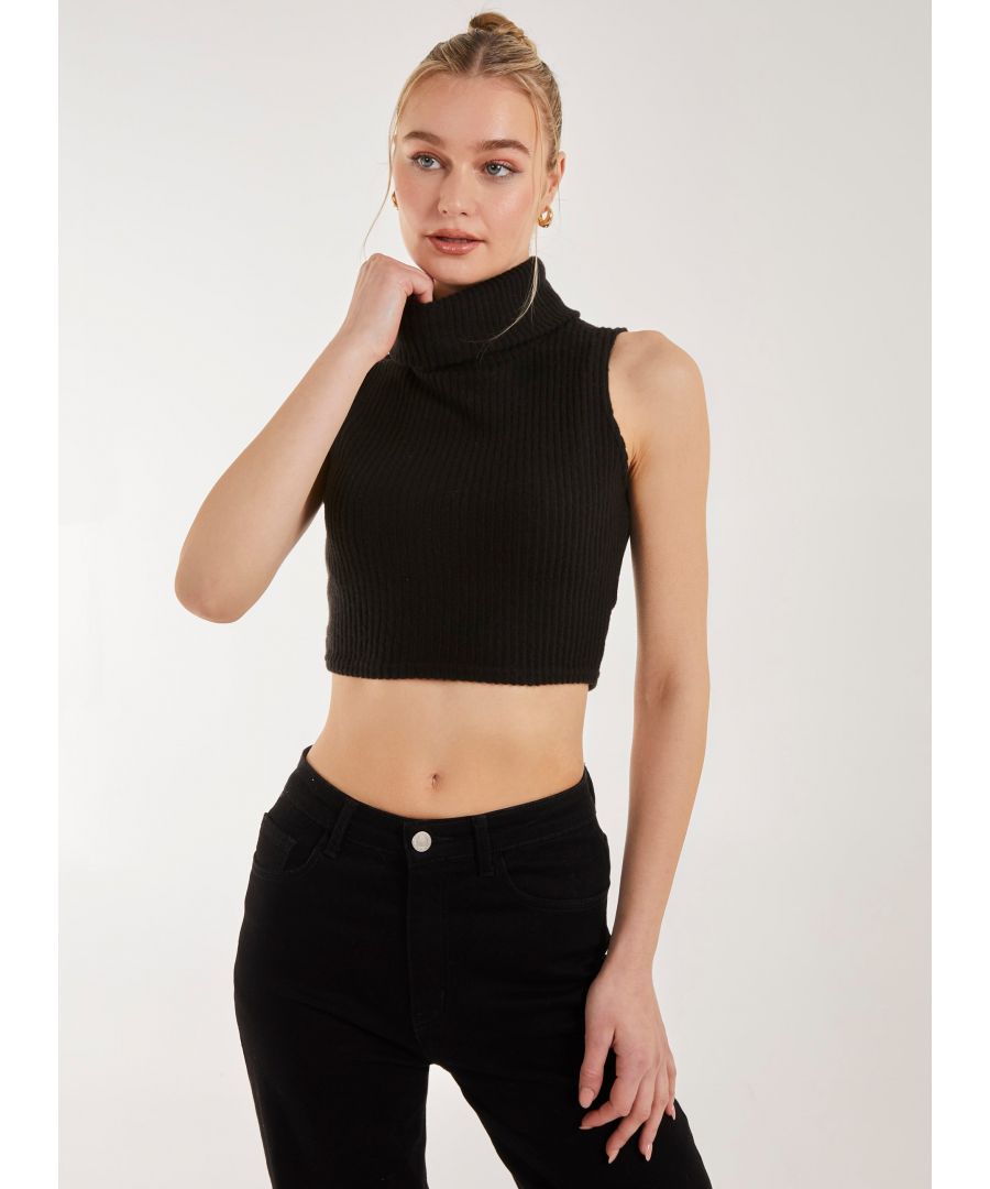 Pink Vanilla Womens Brushed Racer Rib Vest - Black - Size Medium