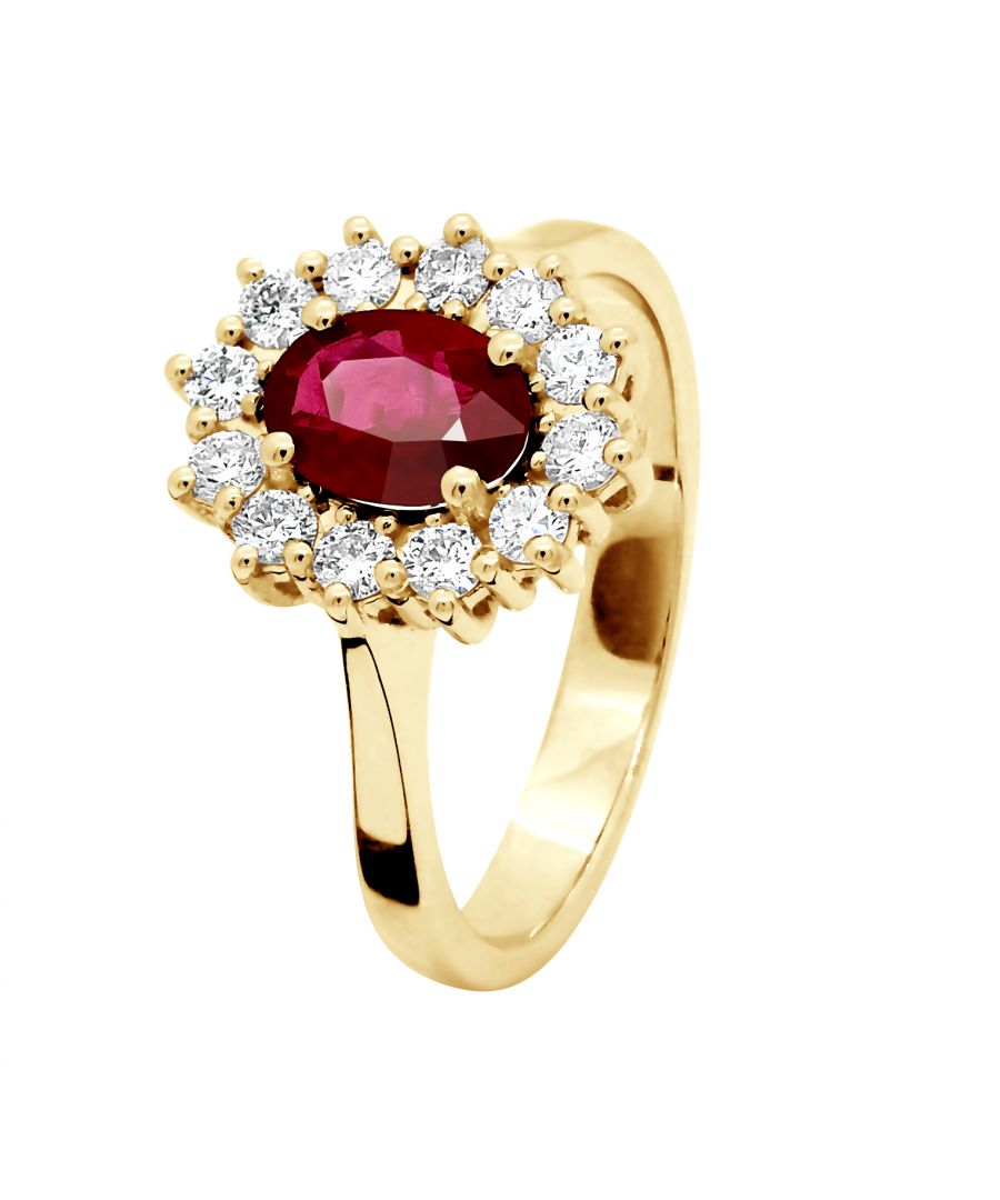 Image for DIADEMA - Ring - Ruby surrounded by Diamonds - Yellow Gold