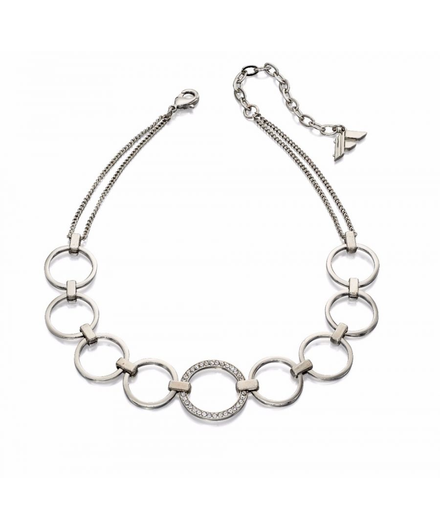 Image for Fiorelli Fashion Imitation Rhodium Plated Open Circle Pave Crystal Choker Necklace 28cm + 6cm