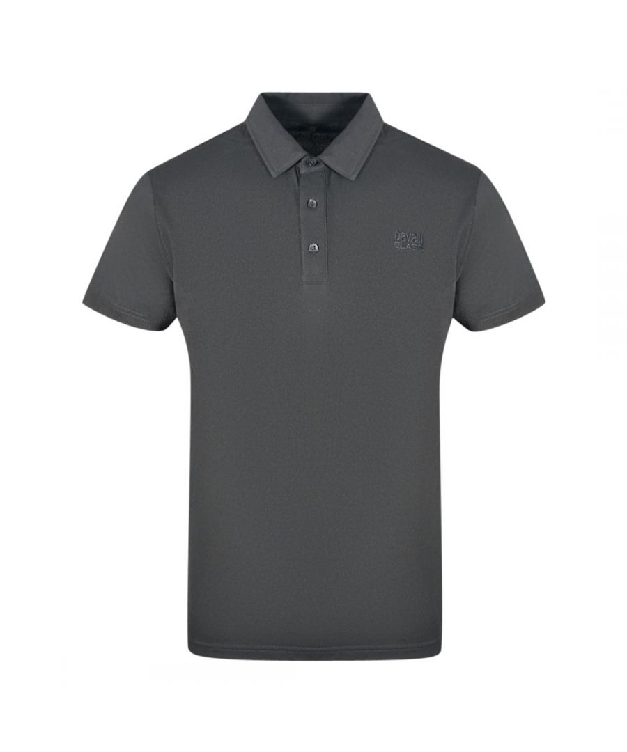 Cavalli Class Mens Brand Logo Black Polo Shirt Cotton - Size 2XL | Cavalli Class Sale | Discount Designer Brands
