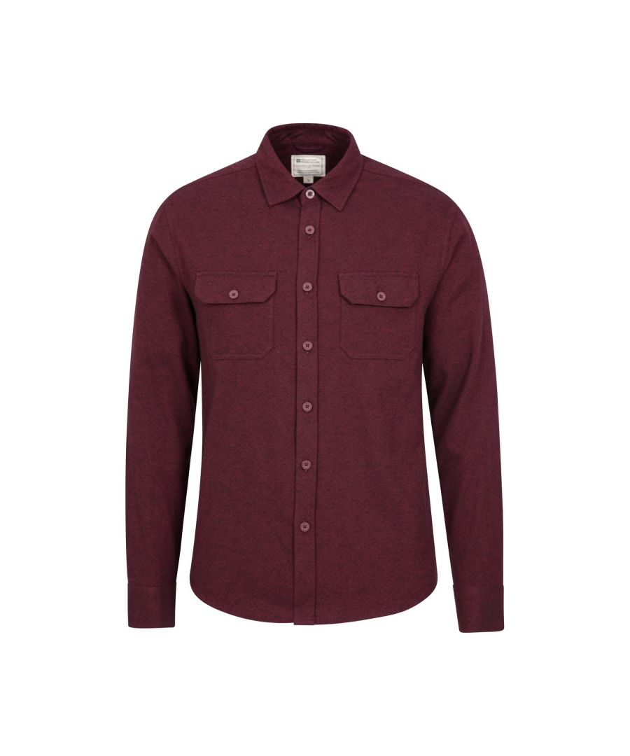 Mountain Warehouse Mens Trace Flannel Long-Sleeved Shirt (Dark Burgundy) - Size Small - Secret Sales