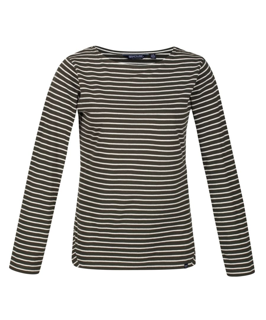 100% Cotton. Fabric: Coolweave. Design: Stripe. Sleeve-Type: Long-Sleeved. Neckline: Round Neck. Sustainability: Organic. Soft.