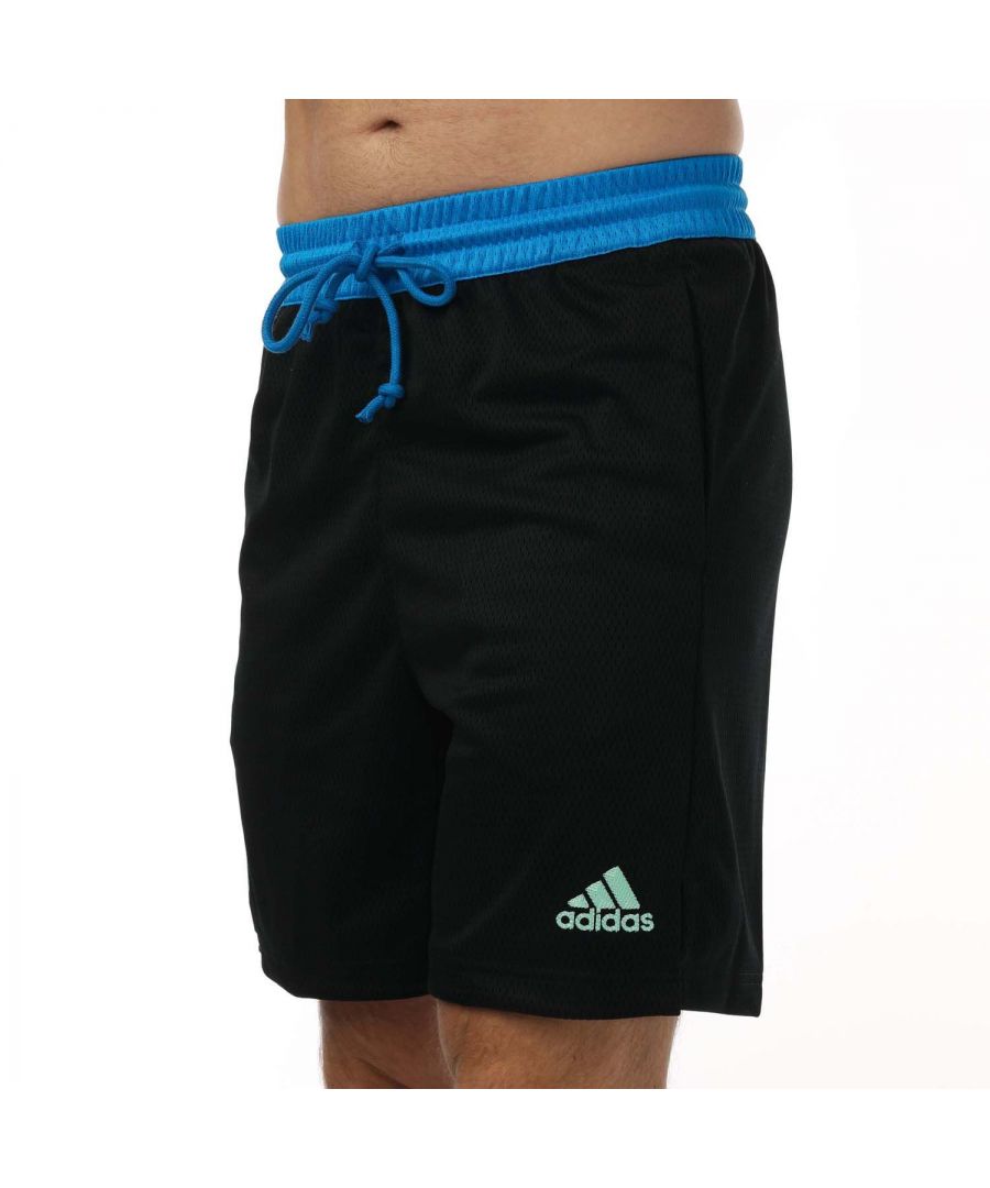 Mens adidas Dame 8 Foundation Shorts in black.- Elastic waist with drawcord.- Front pockets.- Lightweight  moisture-wicking material.- Dame signature logo.- Breathable mesh.- Regular fit with mid rise.- 100% Polyester (Recycled). - Ref: HF7080