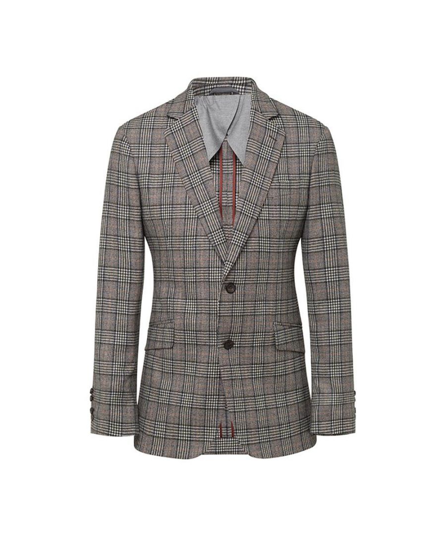 Image for Men's Hackett, Brushed Cotton Grey Check Jacket in Grey