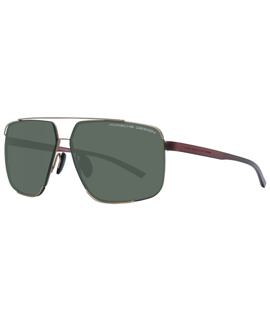 porsche design mens sunglasses p8681 b light gold green stainless steel - one size