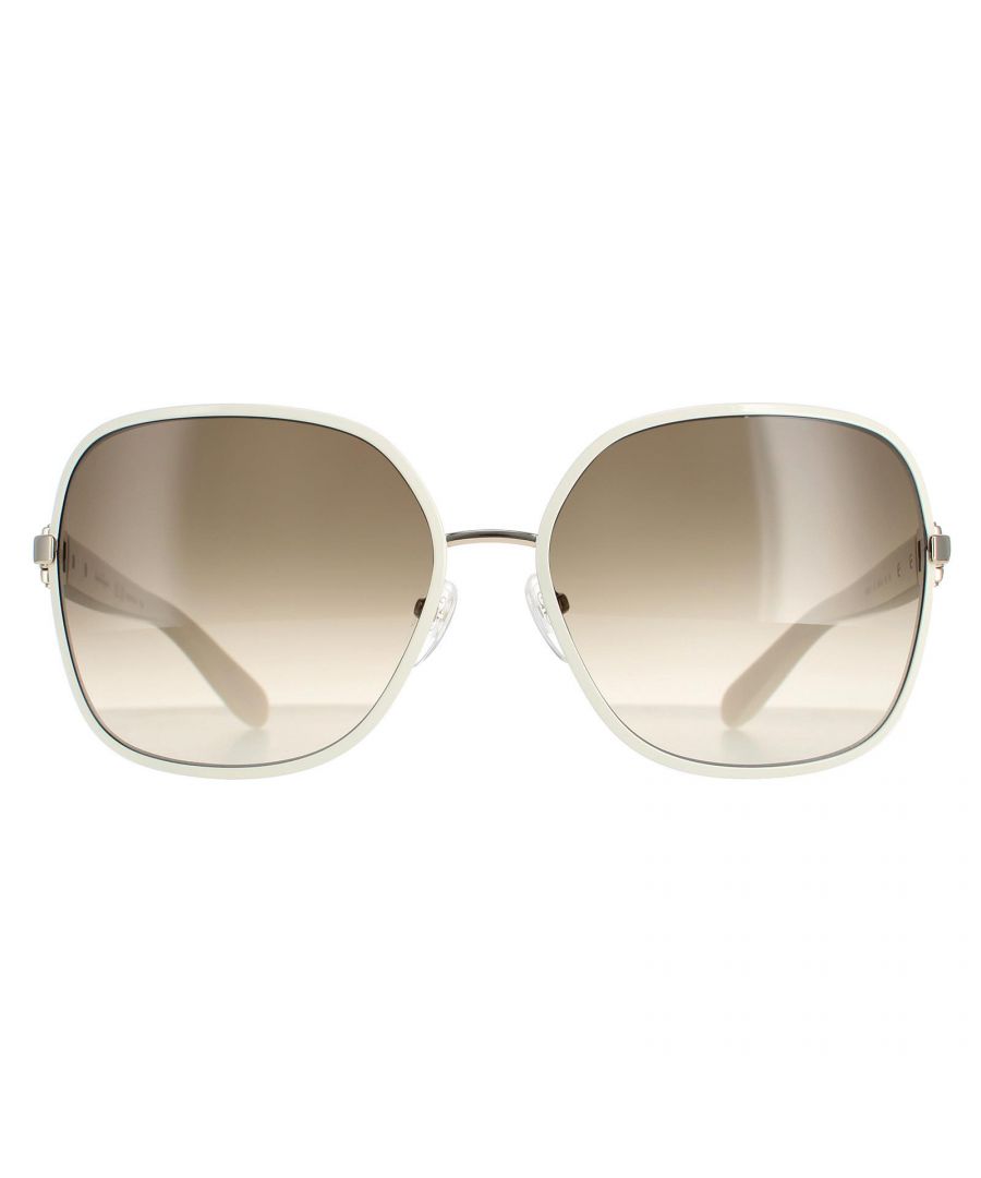 Salvatore Ferragamo Butterfly Womens Light Gold Ivory Brown SF150S  Salvatore Ferragamo are a feminine butterfly style crafted from lightweight metal and acetate. Adjustable silicone nose pads guarantee a comfortable fit while the Ferragamo logo is engraved on the temples for brand authenticity.