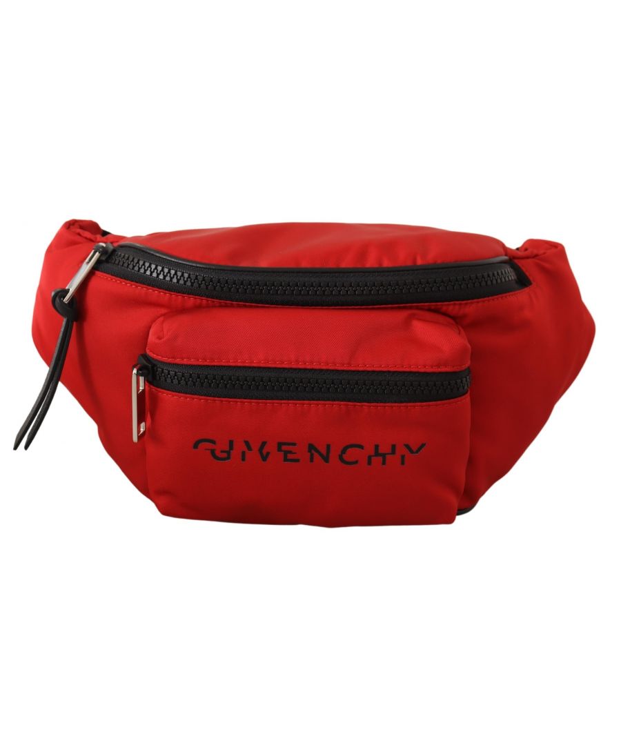 Gorgeous brand new with tags and dustbag, 100% Authentic Givenchy Large Bum Belt Bag\nColor: Red\nMaterial: Polyamide 90%, Acrylic 10%\nDetails: Zip closure, 1 main compartment, a front zip pocket, printed logo and a waist strap.\nMaximum strap length: 50cm\nMinimum strap length: 30cm\nMeasurement L*H*W: 36cm*16cm*8cm