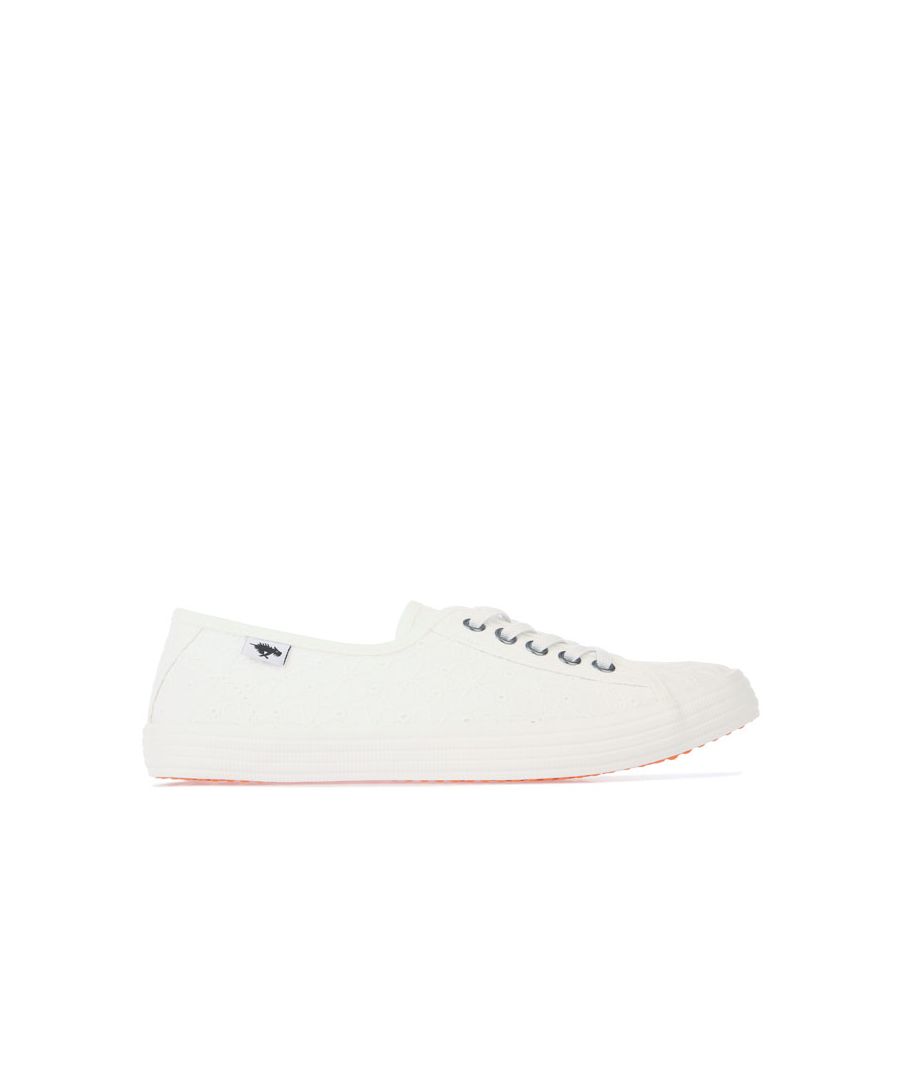 Womens Rocket Dog Chow Chow Elsie Eyelet Pumps in white.<BR><BR>- Light Blue Canvas cotton with floral embroided detail.<BR>- Elastic lace closure.<BR>- Slip-on style.<BR>- Plush foam comfort insole.<BR>- Vulcanized rubber sidewall with toe cap.<BR>- Textile and synthetic upper  Textile lining  Synthetic sole.<BR>- Ref: CHOWCHOWEE