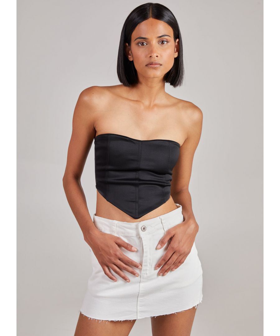 Pink Vanilla Womens Seam Detail Corset Top - Black - Size 14 UK