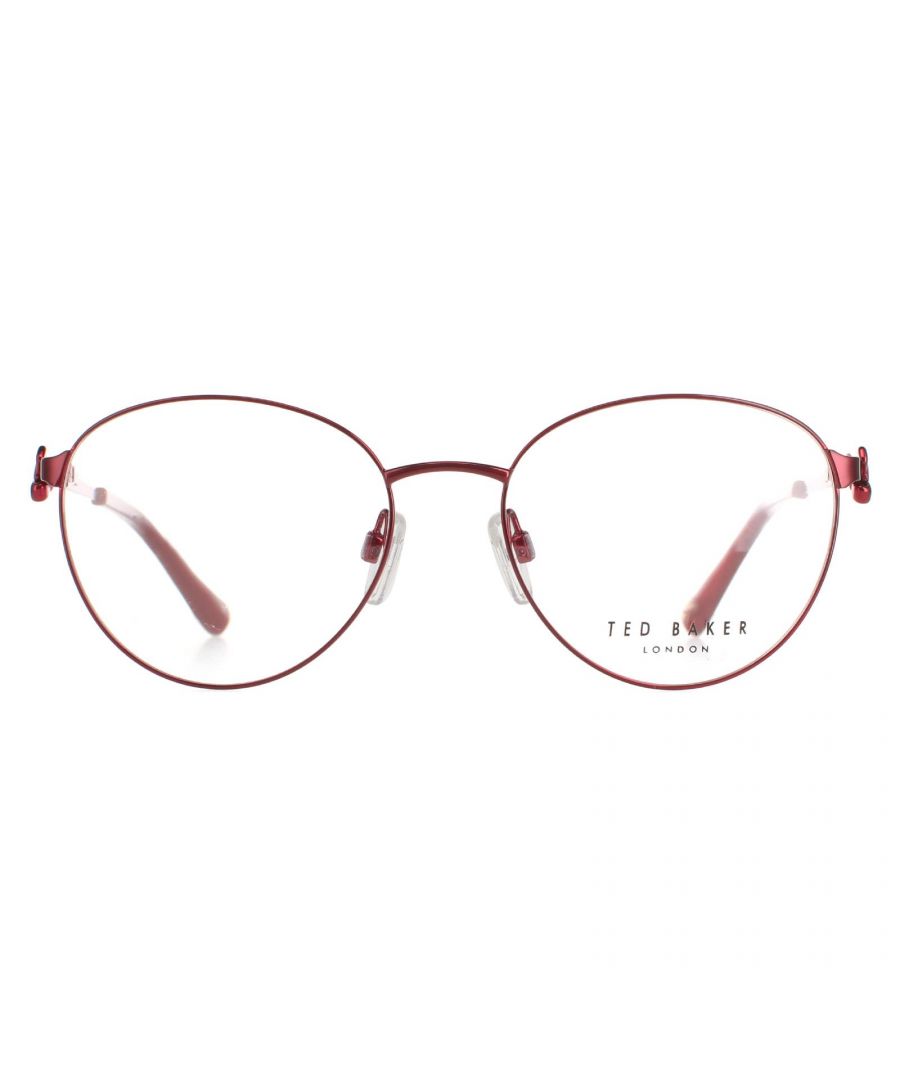 Ted Baker Round Womens Burgundy TB2243 Elvie  Glasses are an understated round design that creates a classic, vintage inspired look. Made from metal with adjustable nose pads and plastic temple tips providing an all round comfortable fit.