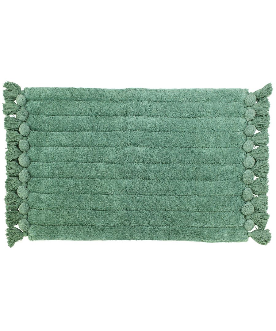 Featuring an ultra-soft ribbed design, complete with coordinating side tassels. Made from 100% Cotton, making this bath mat incredibly soft under foot. This bath mat has an anti-slip quality, keeping it securely in place on your bathroom floor. The 2000 GSM ensures this bath mat is super absorbent preventing post-bath or shower puddles.