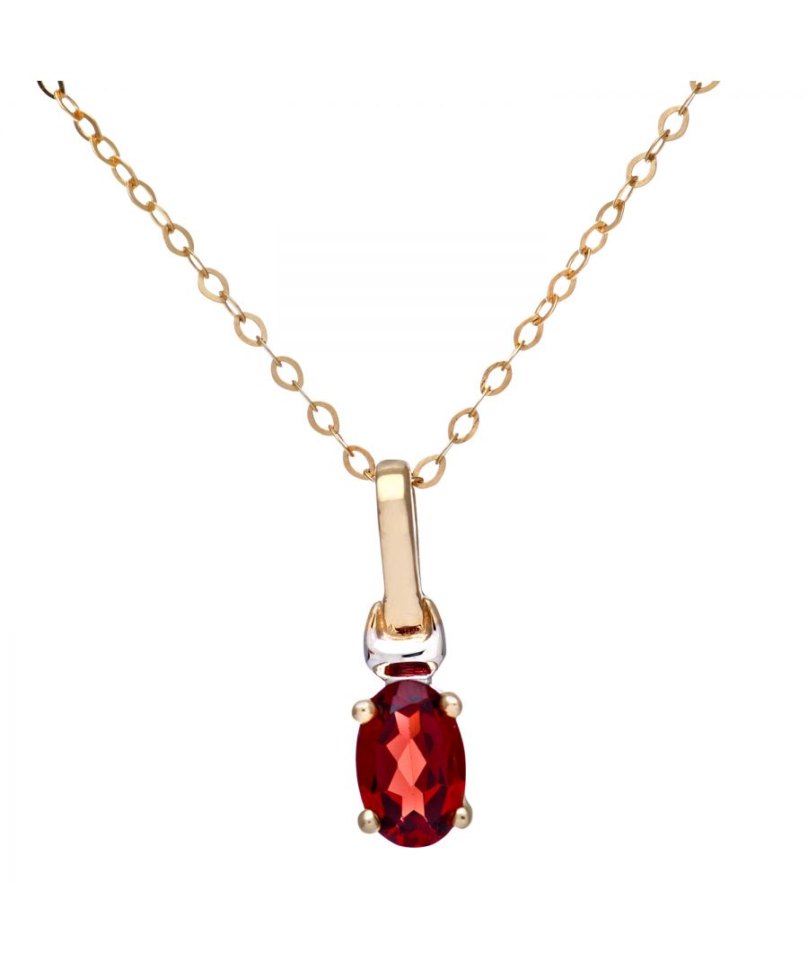 Image for 9ct Yellow and White Gold Ladies Garnet Birth Stone Pendant + 16