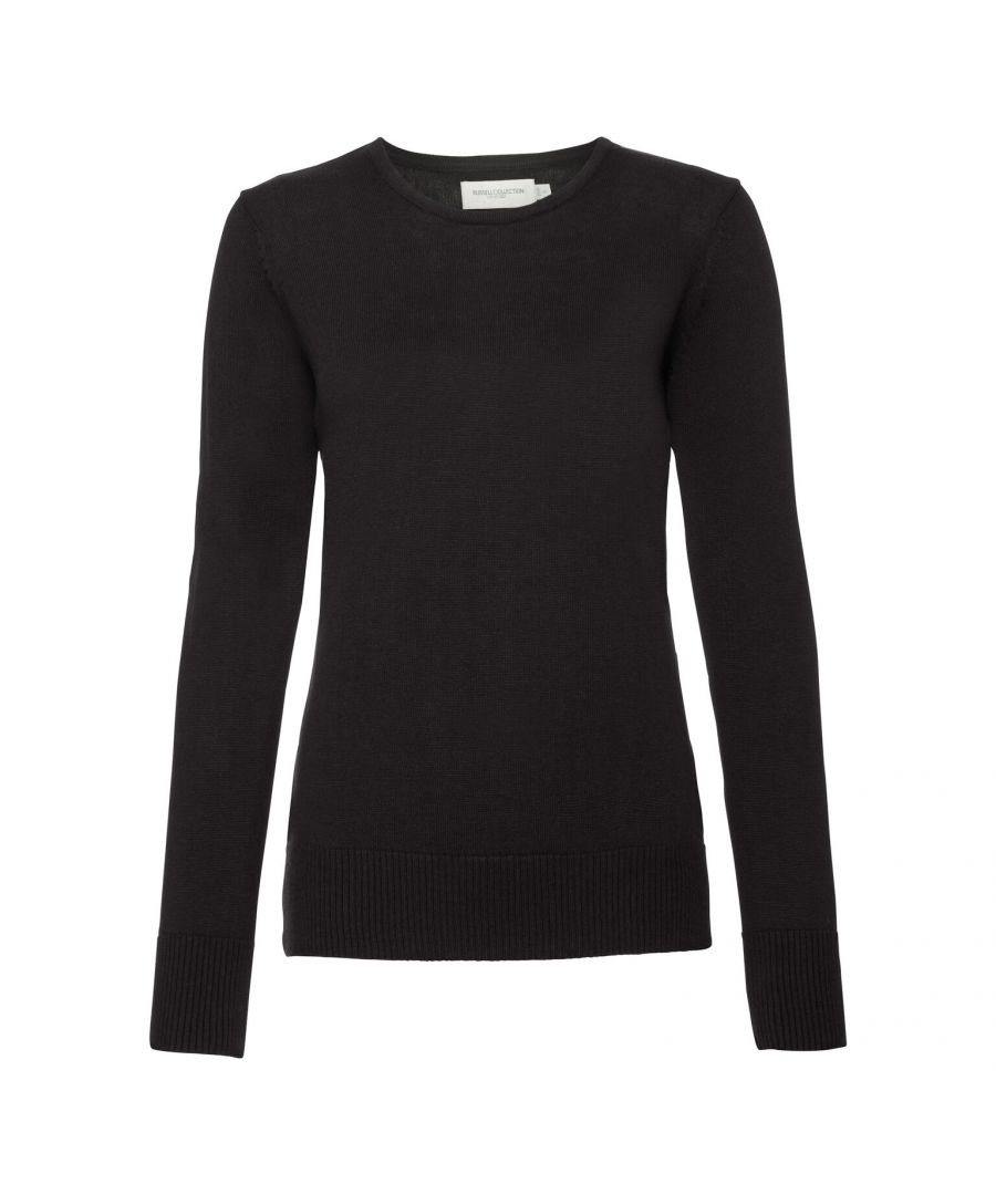 Image for Russell Womens/Ladies Cotton Acrylic Crew Neck Sweater (Black)