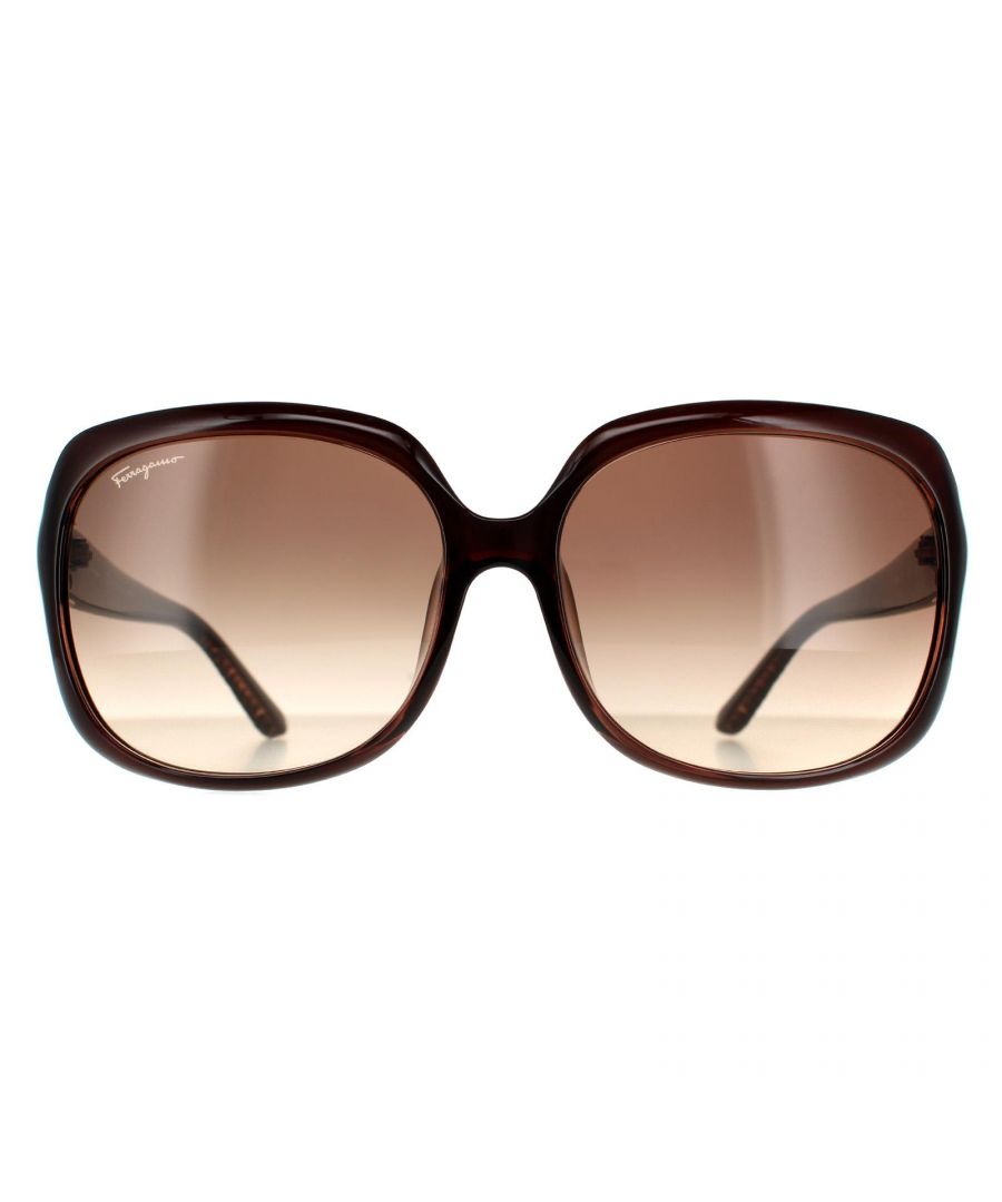 Salvatore Ferragamo Rectangle Womens Brown Gradient Sunglasses SF739SA are a stunning butterfly style crafted from lightweight acetate. The inside of the slender temples feature the Jimmy Choo logo for brand authenticity.