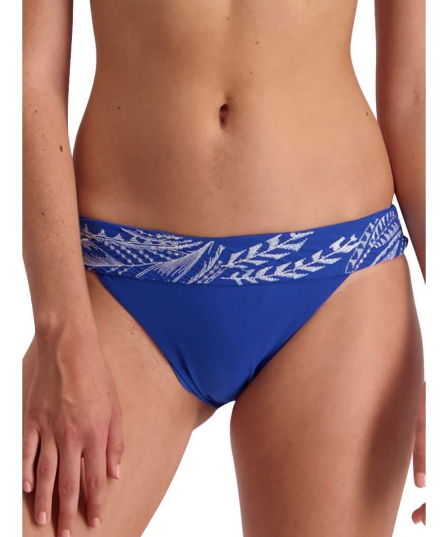 Moontide Womens Contours Wide Banded Bikini Briefs - Blue Polyamide - Size X-Large