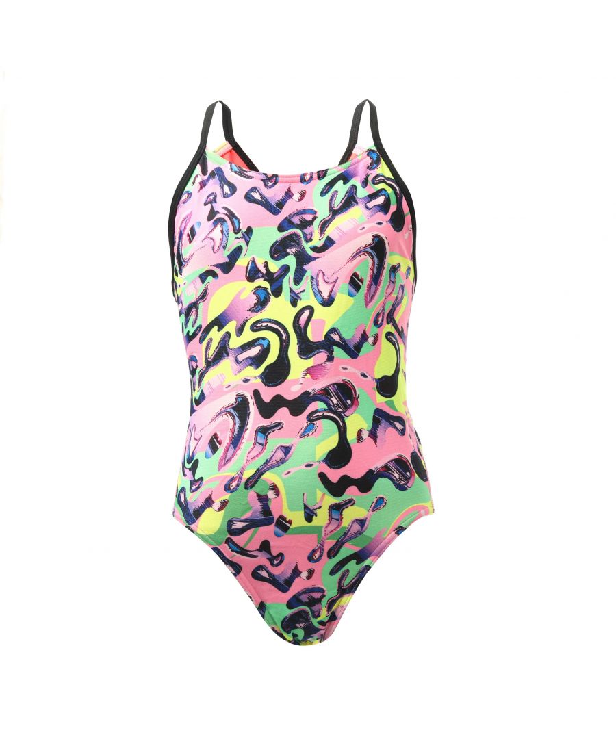 Speedo Girls Girl's Lane Line Back Swimsuit in Pink - Size 13-14Y