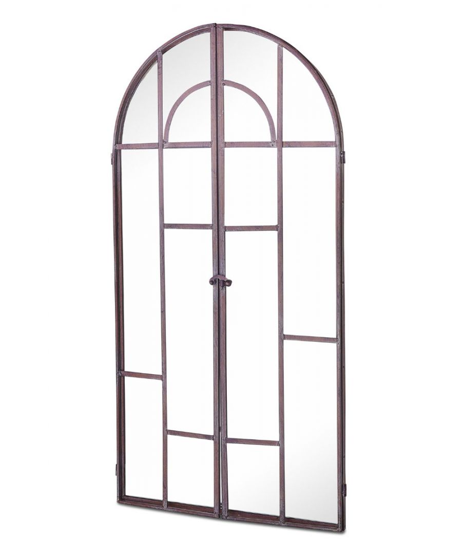 Image for Kirkby Metal Arch shaped Decorative Window opening Garden Mirror 100cm X 50cm