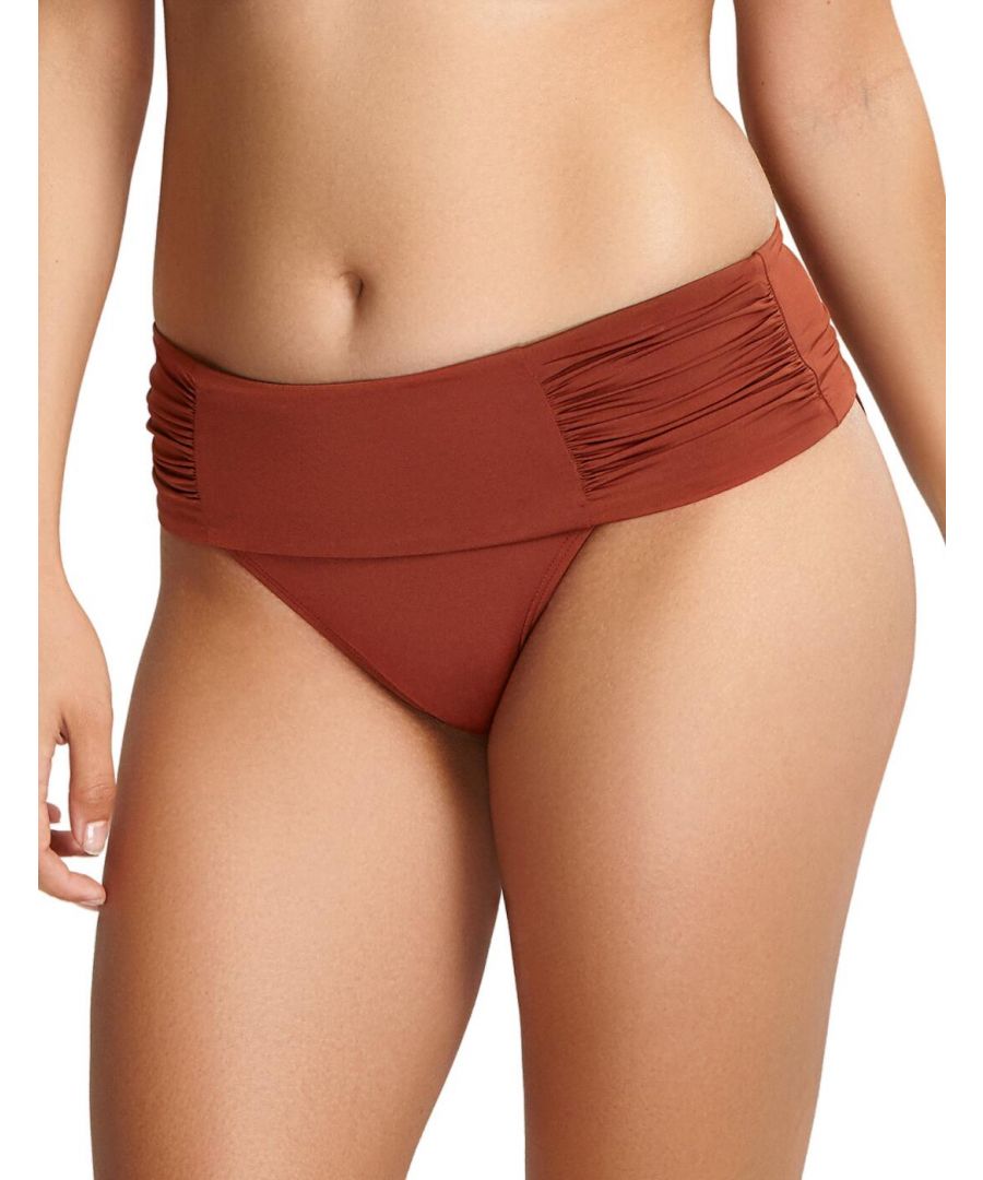 Panache Womens Marina Fold Bikini Brief - Brown Elastane - Size X-Small