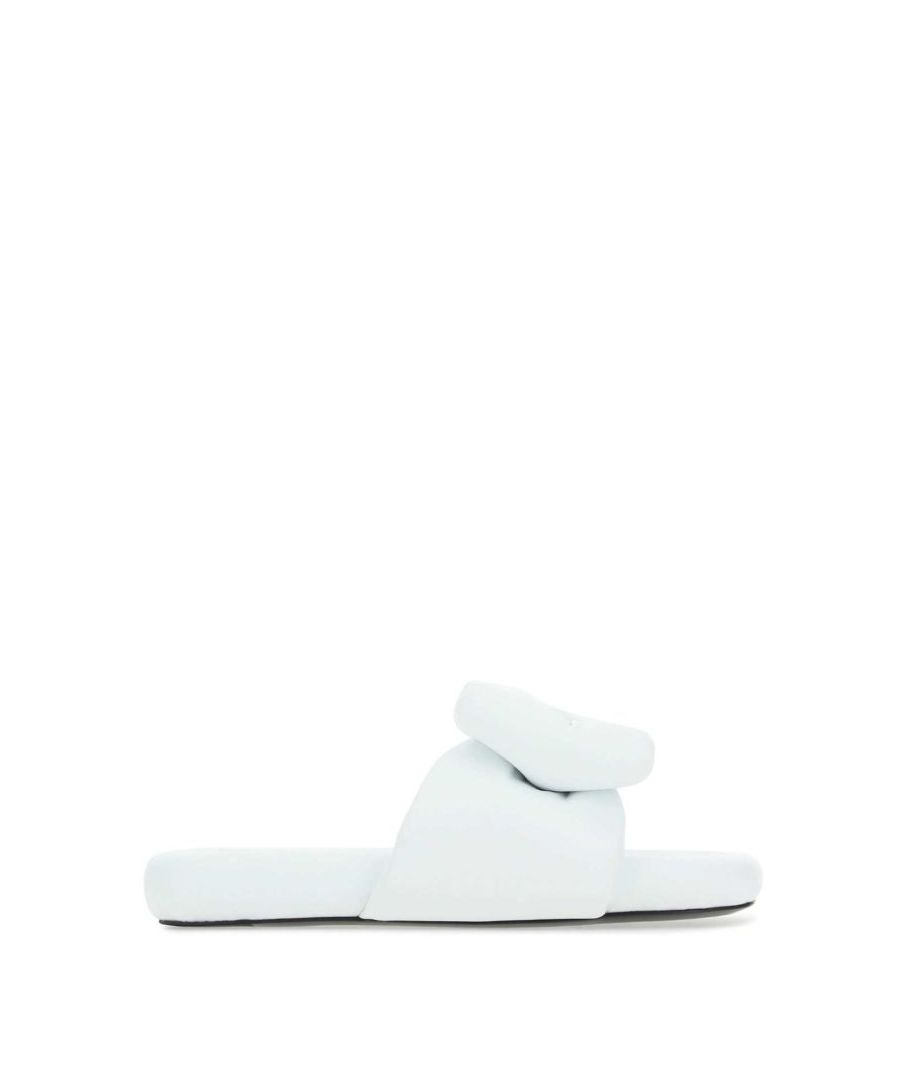 White nappa leather slippers