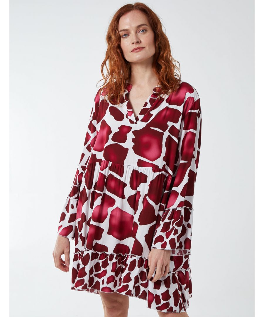 Stay looking cool on casual in this oversized button through Giraffe tunic dress, easy to wear for any occassion!\nThis item is a ONE size that fits UK 8-14