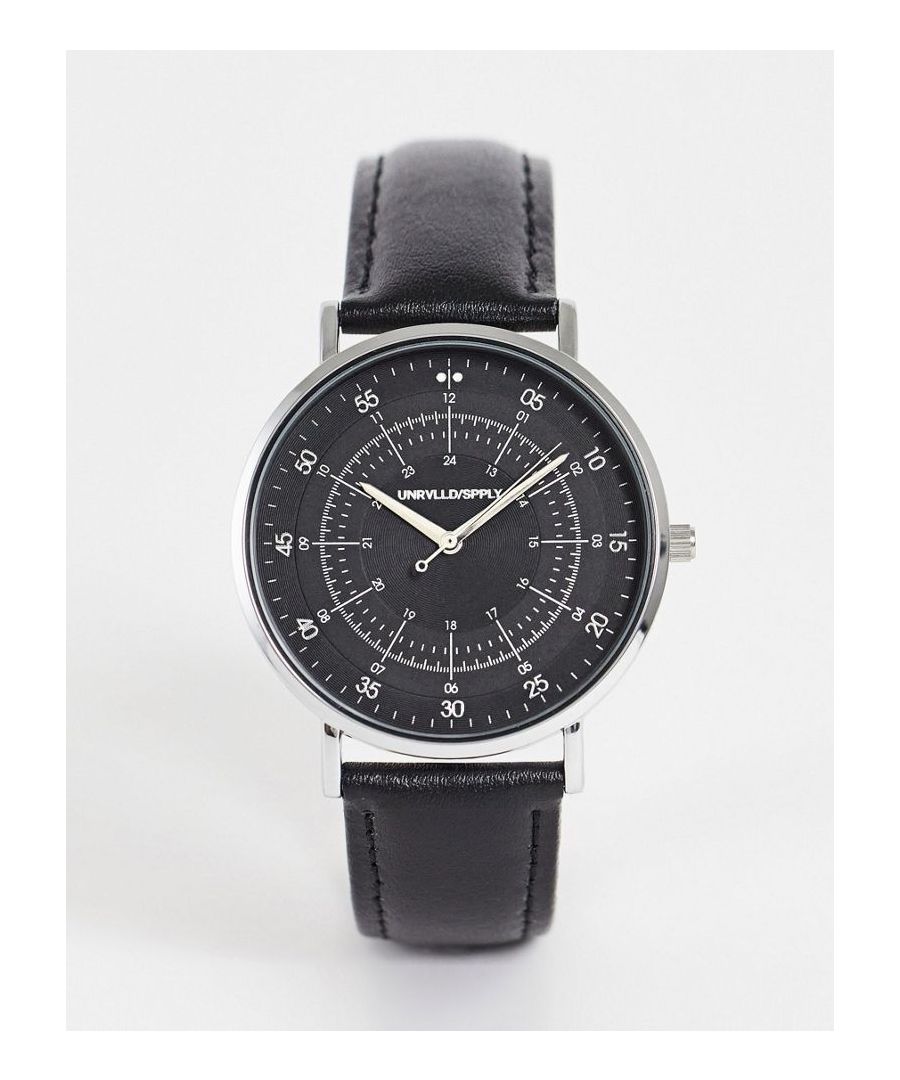 Watch by ASOS DESIGN Something for your wrist Faux-leather strap Mixed markers Analogue quartz movement Pin-buckle fastening Twin keepers Sold by Asos