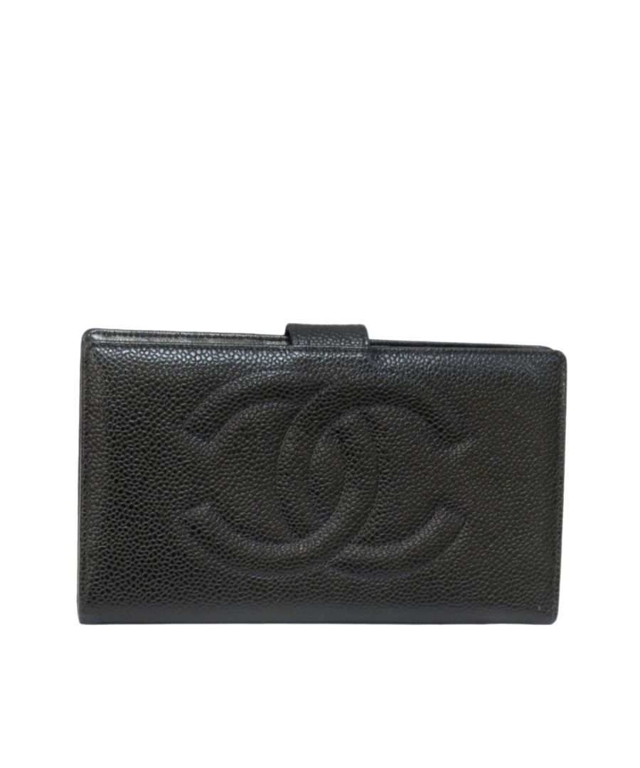 Image for Vintage Chanel CC Caviar Leather Long Wallet Black