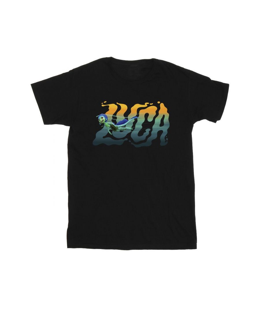 Disney Mens Luca Swim T-Shirt (Black) Cotton - Size Medium