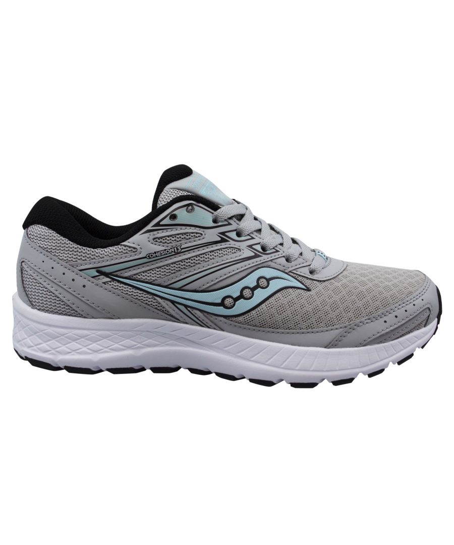 saucony cohesion 13 grey trainers - womens - size uk 3