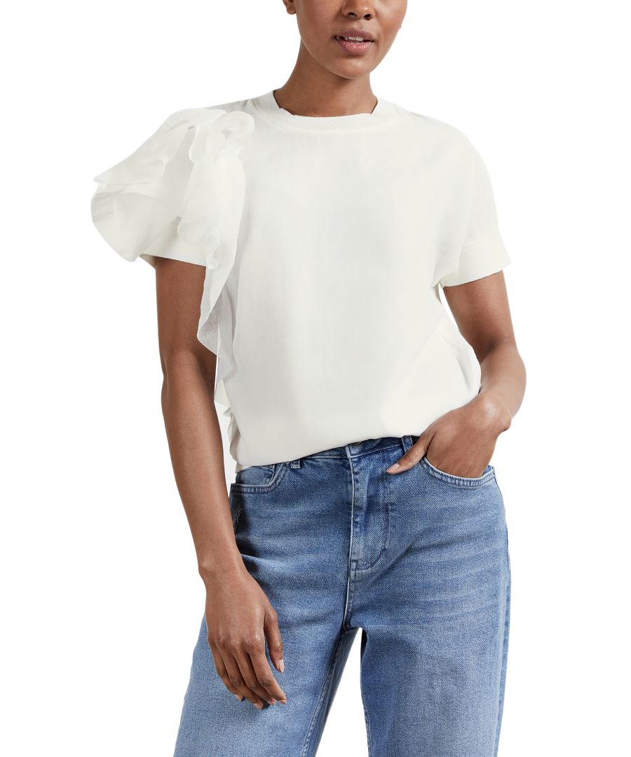 Image for Ted Baker Anabane Ruffle Detail Knitted Top, White
