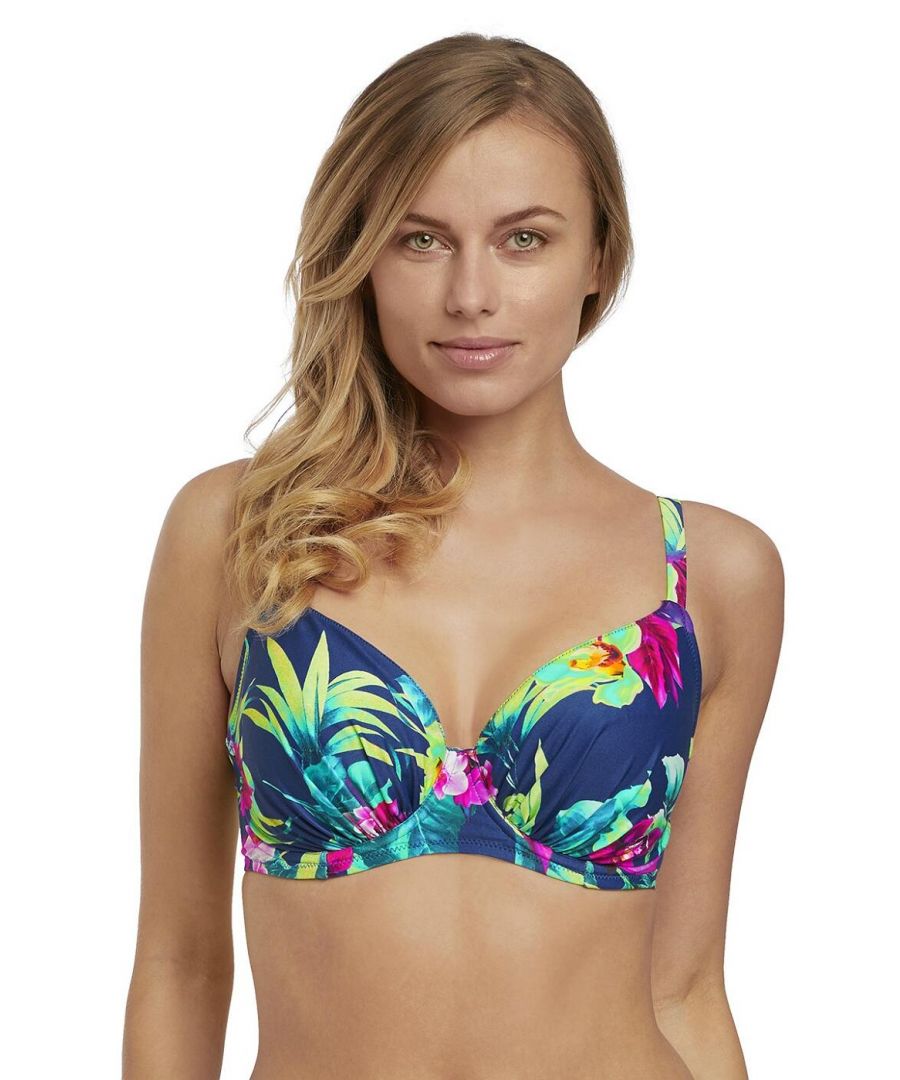 Fantasie Womens 6525 Amalfi Underwired Gathered Full Cup Bikini Top - Multicolour - Size 32D