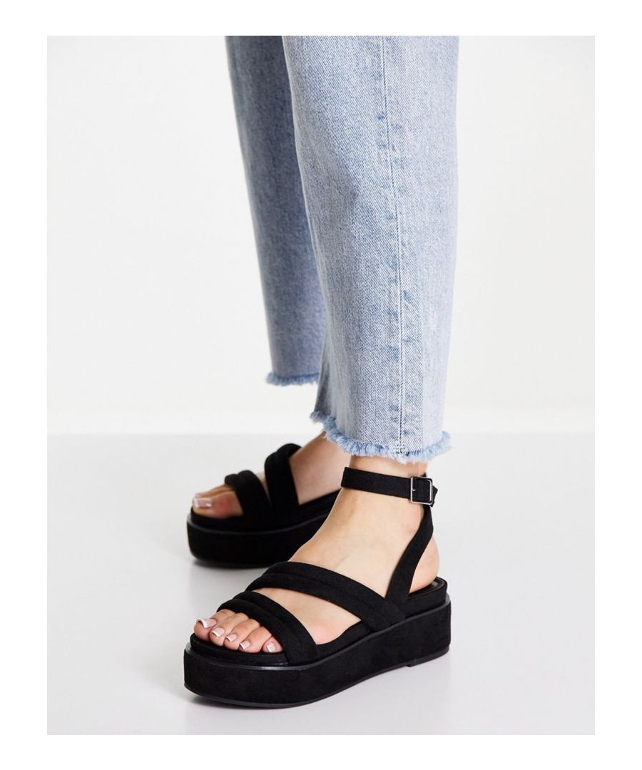 Sandals by ASOS DESIGN Free your feet Padded design Adjustable ankle strap Pin-buckle fastening Open toe Flatform sole  Sold By: Asos