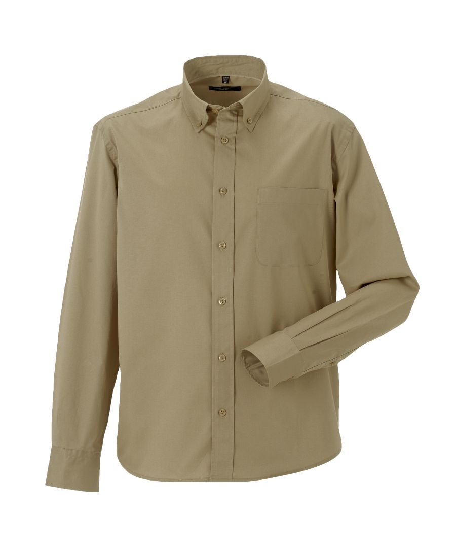 Image for Russell Collection Mens Long Sleeve Classic Twill Shirt (Khaki)