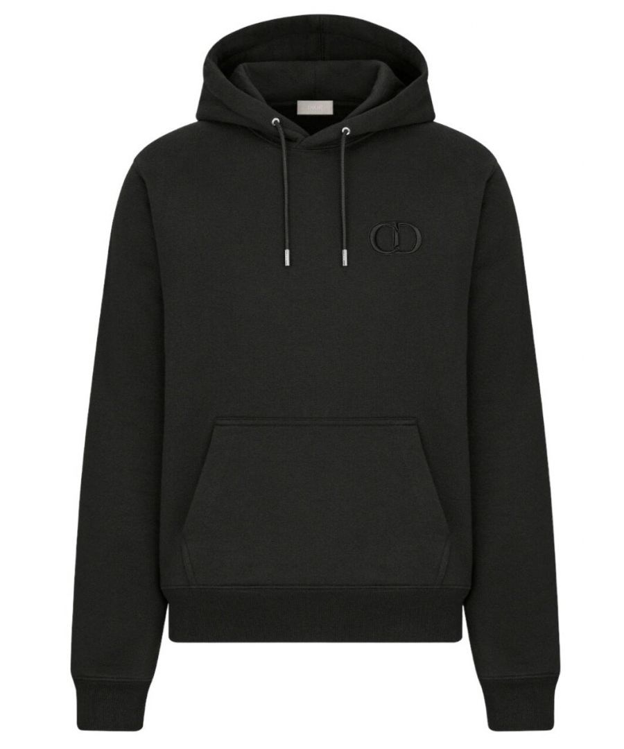 The hooded sweatshirt is crafted in black cotton fleece. Soft and comfortable, it is enhanced by a tonal 'CD Icon' embroidery on the chest. Its straight fit, completed with a crew neck, ribbed cuffs and hem will pair well with any casual look.\n\n\n'CD Icon' embroidery on the chest\nDrawstring hood with metal tips featuring an engraved 'DIOR' signature\nRibbed collar, cuffs and hem\nStraight cut\n100% cotton\nMade in Italy