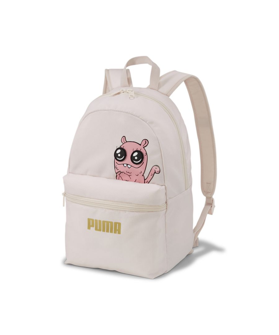 Sure to be a hit, the Monster Backpack is great for storing your stuff...no matter how small. Featuring a two-way opening into the main compartment, a zip opening into the front compartment and a cute monster character on the front with 3D rubber eyes, this bag will wow. The PUMA Wordmark on the front rounds out the look. DETAILS   Two-way opening into main compartment   Zip opening into front compartment   Adjustable, padded, curved shoulder straps with PUMA Cat Logo-branded reflective loop   Padded backing, webbing carry handle   PUMA-branded metal zip pullers   Reflective loop on front panel   Cute monster character print with rubberised eye element on front   PUMA Wordmark print on front   100% Polyester