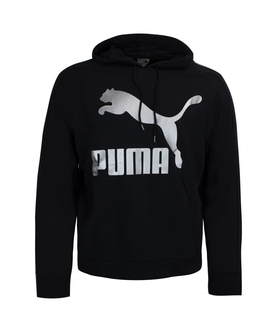 Puma Womens Classic Metallic Logo Hoodie Graphic Jumper 579056 01