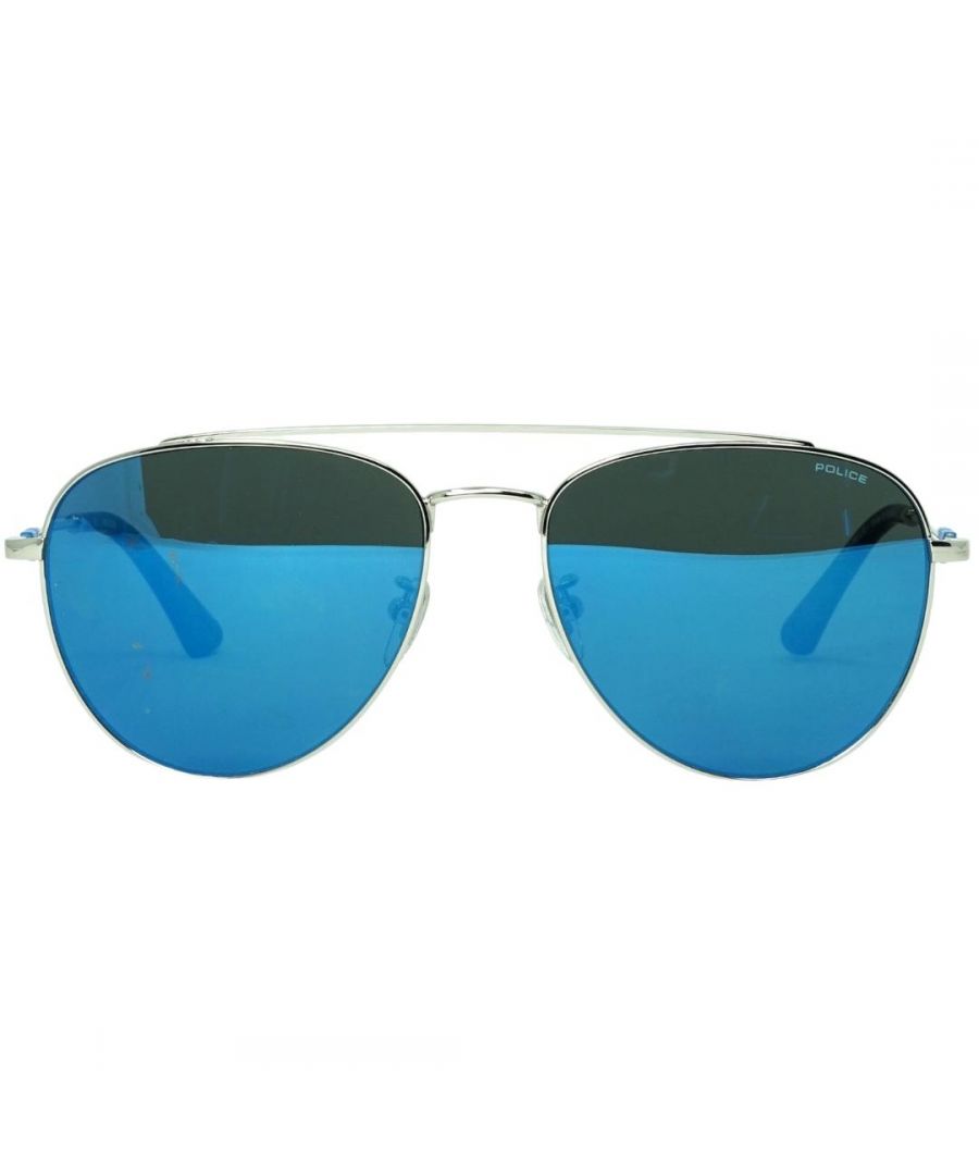 Police SPL995M 579B Silver Sunglasses. Lens Width = 58mm. Nose Bridge Width = 17mm. Arm Length = 147mm. 100% Protection Against UVA & UVB Sunlight and Conform to British Standard EN 1836:2005. Sunglasses, Sunglasses Case, Cleaning Cloth and Care Instructions all Included
